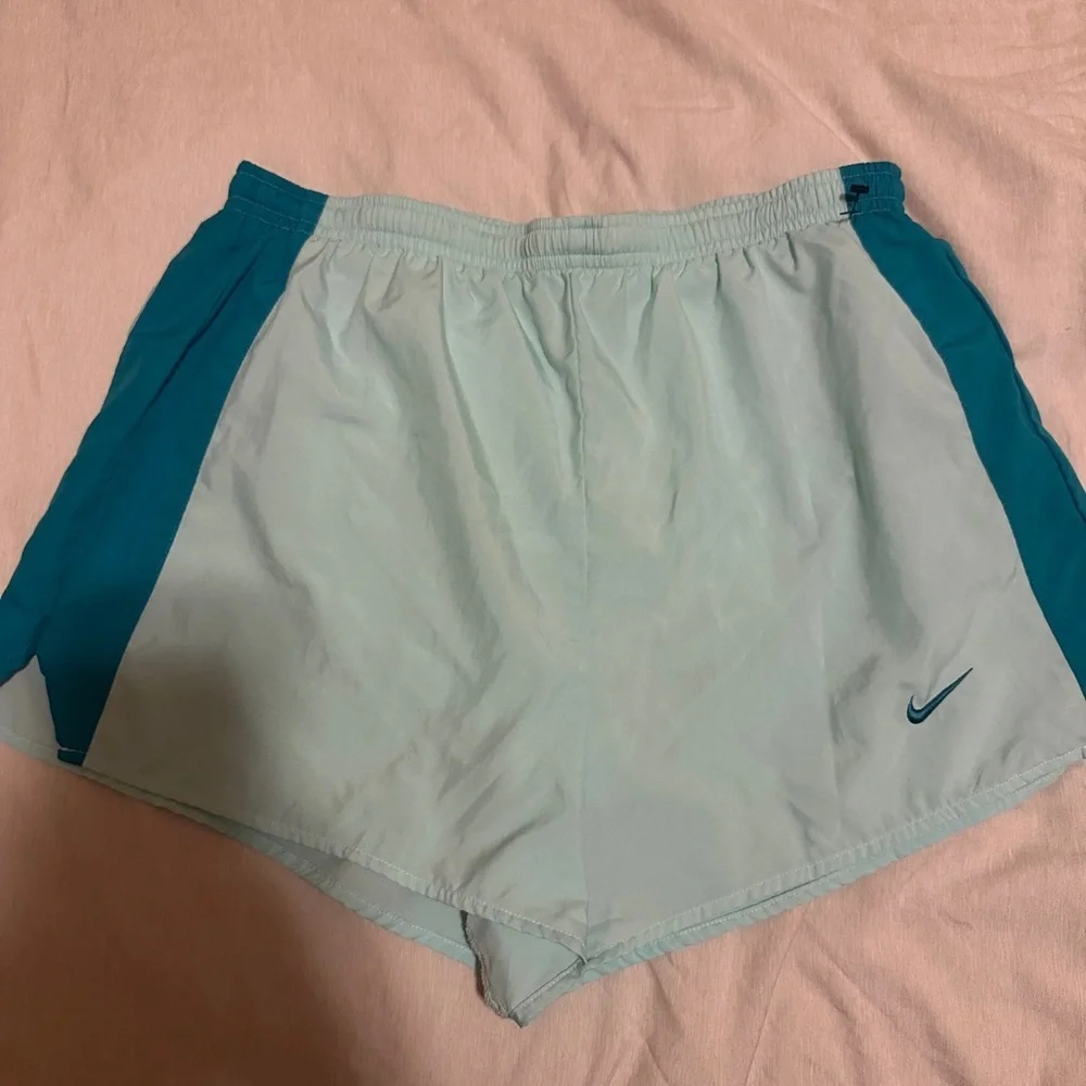 Nike Women's Light Blue and Teal Athletic Shorts